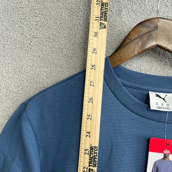 NEW Puma Men's M Blue Crewneck Sweatshirt Cotton Blend Ribbed Textured - Picture 4 of 10